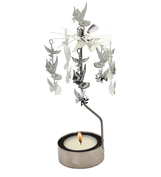 HOKHBCW Rotary Candle Holder Spinning Candleholder Metal Small Gift (Dove of Peace)