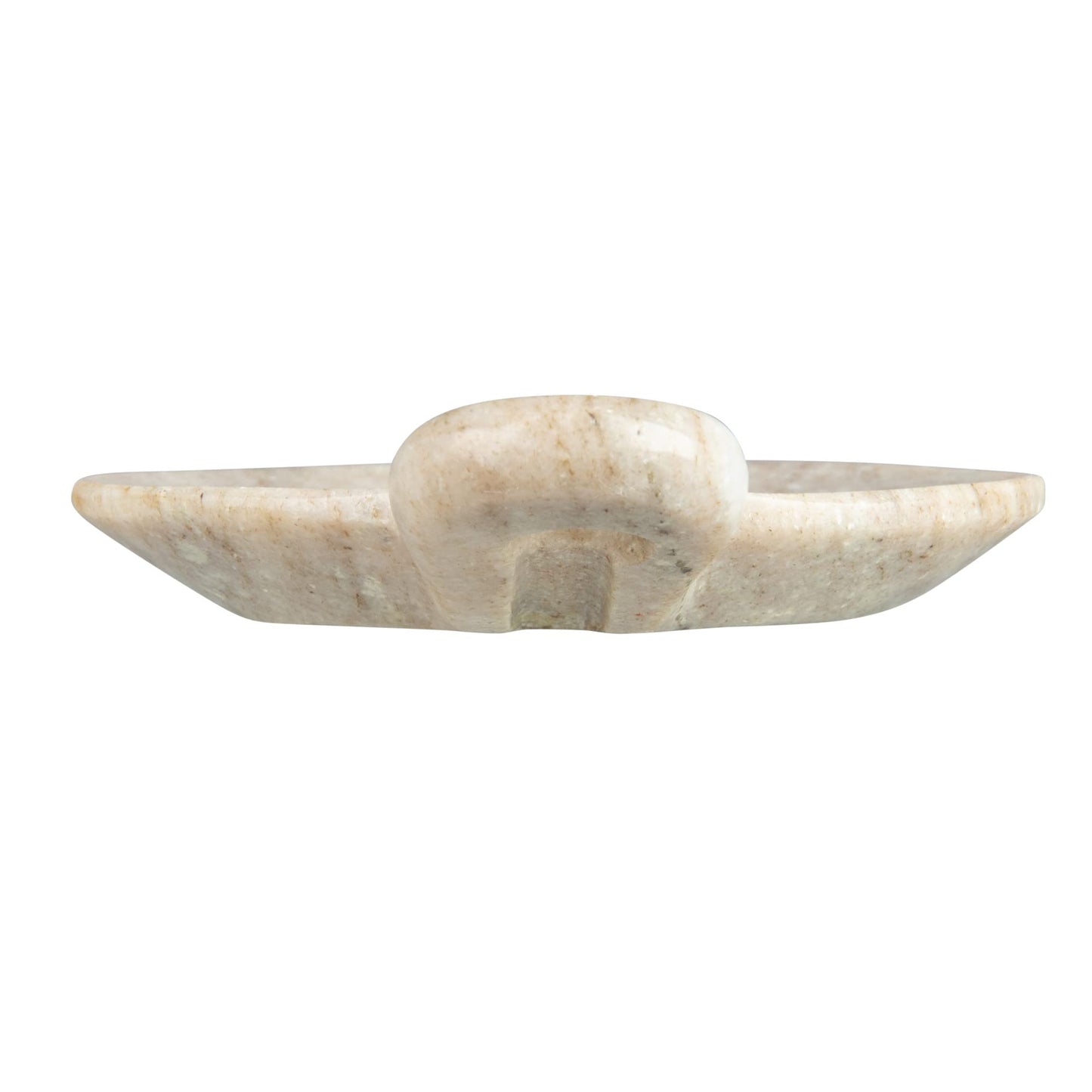 Creative Co-Op Hand-Carved Marble Dish with Handle, Beige