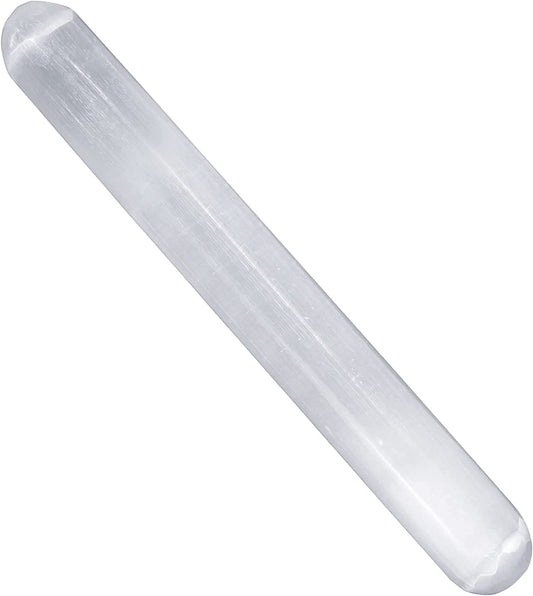 NORTHLANDZ Selenite Crystal Massage Wand 6 Inches, Moroccan White Healing High Efficient Energy Crystals for Anxiety Relief, Yoga, and Meditation, Ideal for Gift and Home Decor