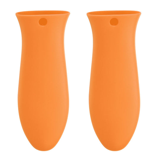 uxcell 2pcs Silicone Hot Handle Holders, Cast Iron Skillet Handle Covers Silicone Pan Handle Sleeve for Frying Pans Griddles Cookware Handles, Orange
