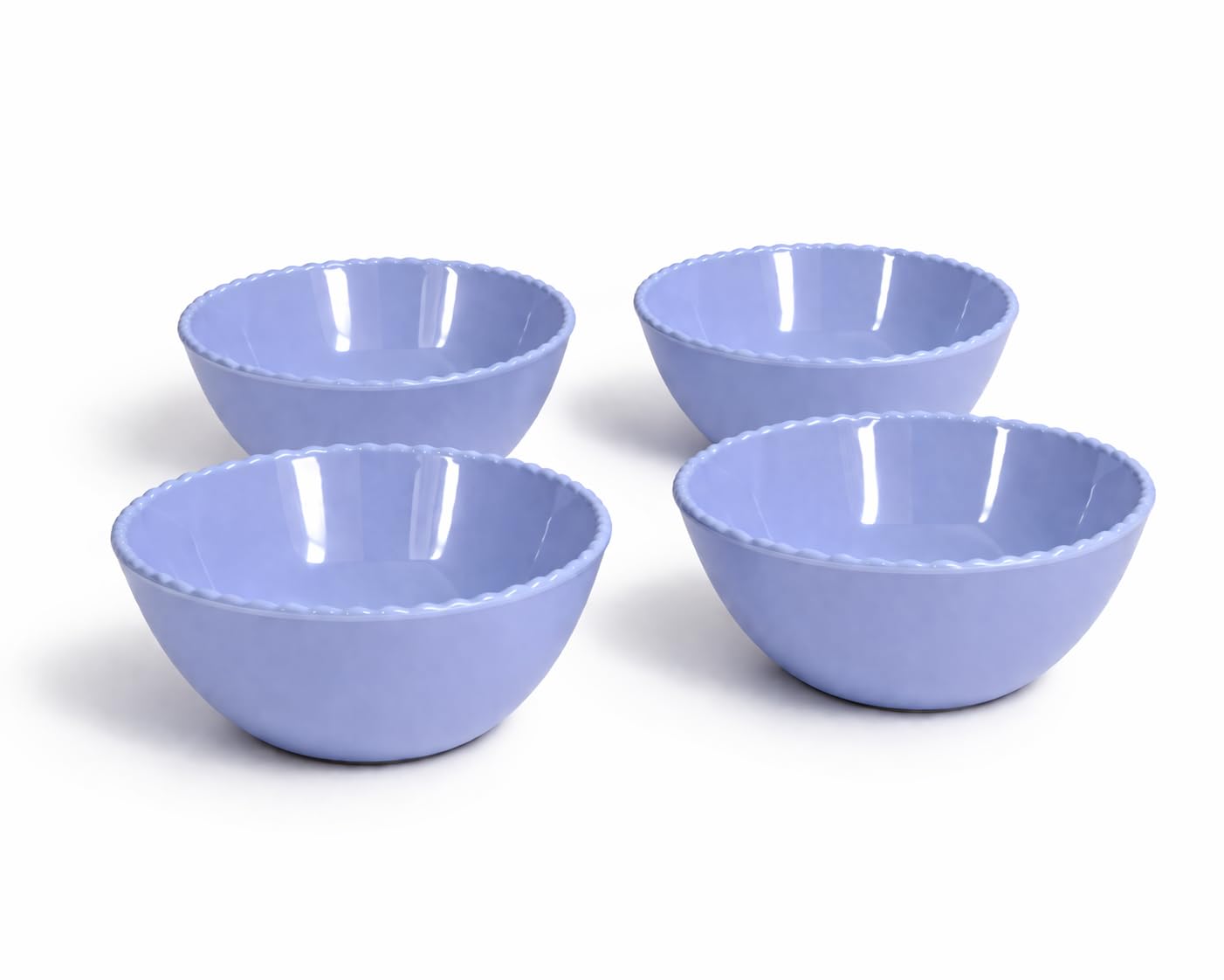 Sigrid Olsen Melamine Salad Bowls, Powder Blue, Scalloped Edge, Set of 4, 6" W x 2.5" H