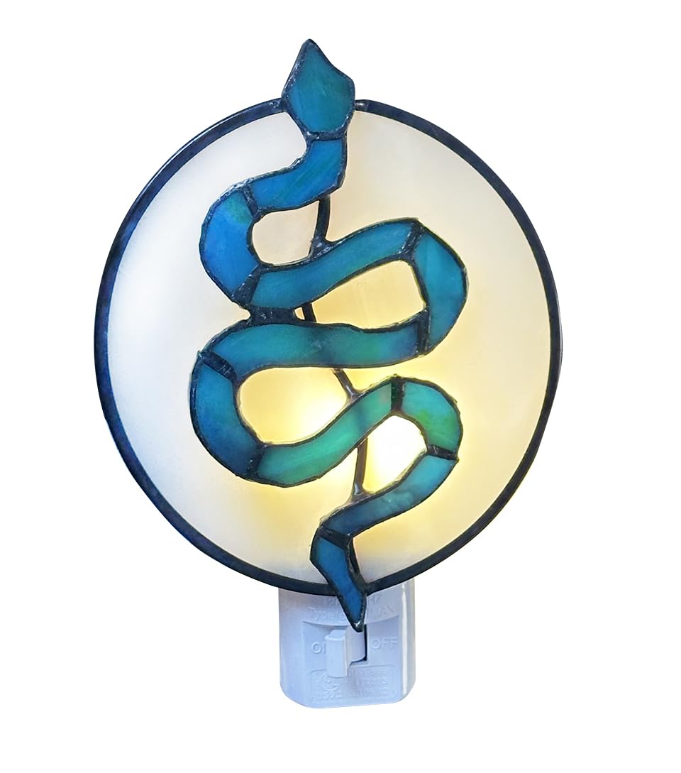 DUONAYU Stained Glass Snake Night Light.Suitable for Bedroom headboard, Hallway, Kitchen.DYM9022 (Green)