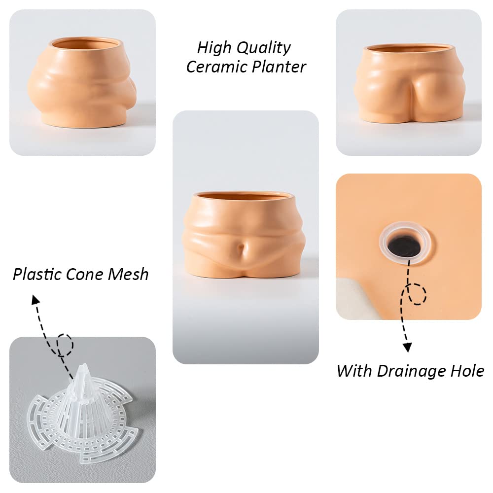 Misijuer Ceramic Plant Pot with Draniage Hole & Rubber Plugs
