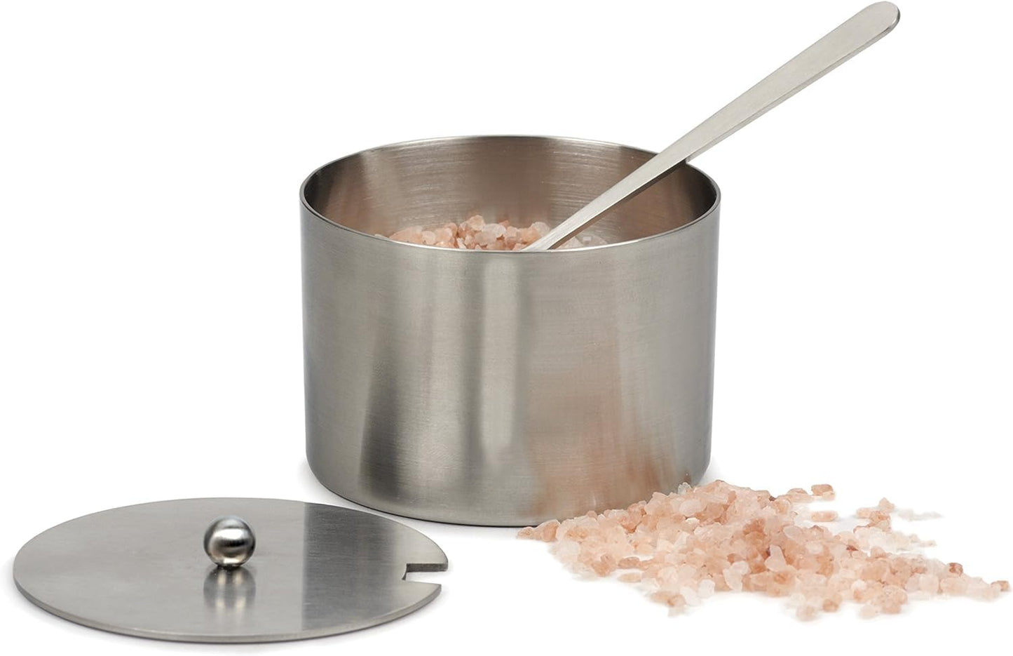 RSVP International Endurance Kitchen Collection Salt Cellar Set with Spoon, 4-Ounce, Brushed Stainless Steel