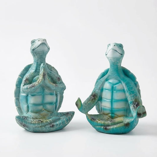 Glistenovelty Sea Turtle Yoga Figurines – Zen Meditation Turtle Statues for Coastal Home Decor, Yoga Sea Turtles for Living Room, Bedroom, Bathroom, Zen Garden & Mindfulness Spaces