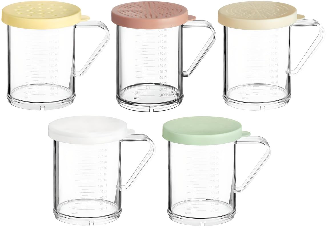OCS Parts 2-Pack 10 Oz Shaker with 3 Millimeter Perforated Rose Lid | 3.75" Plastic Shakers with Ounce and Millimeter Measurements for Medium-Ground Spices, Salt, Pepper, Dredges, Rubs and Powders