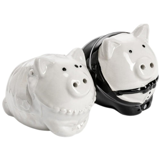 1 Pair Ceramic Pig Salt Pepper Shakers Wedding Favor Kitchen Seasoning Jars Bride Groom Set