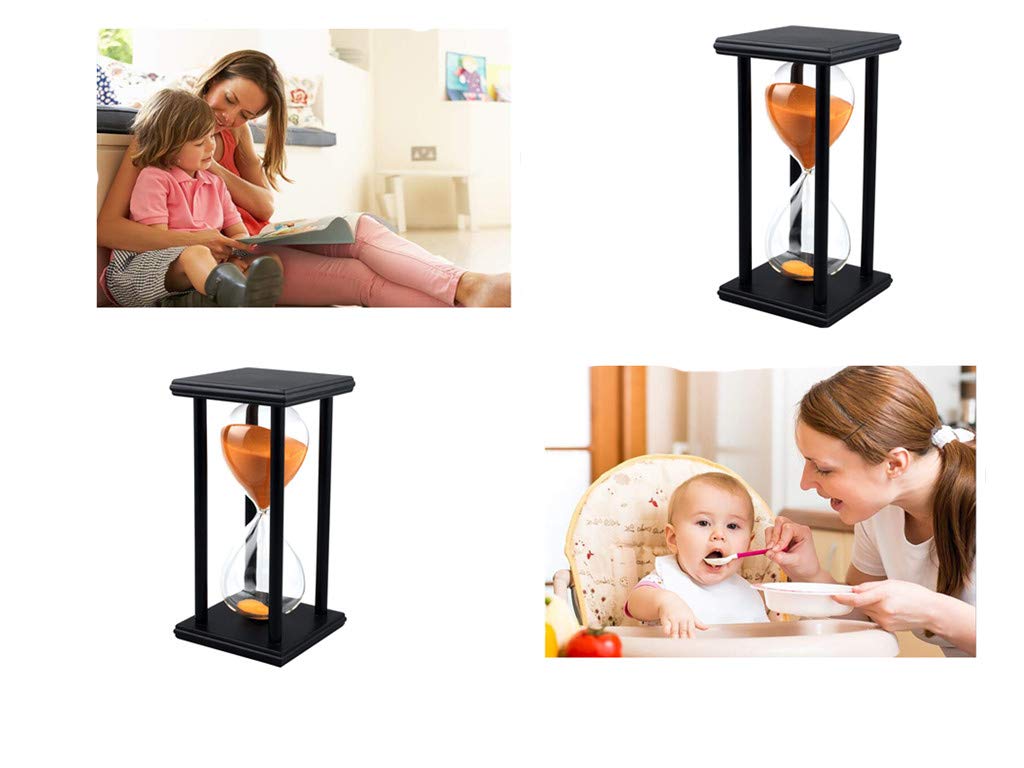 Sandglass 60 Minutes Timer Hourglass for Ornament Decoration Restaurant Living Room Home Closet Office Desk Bedroom Party Festival Christmas Wooden Frame Sand Timer Clock Orange