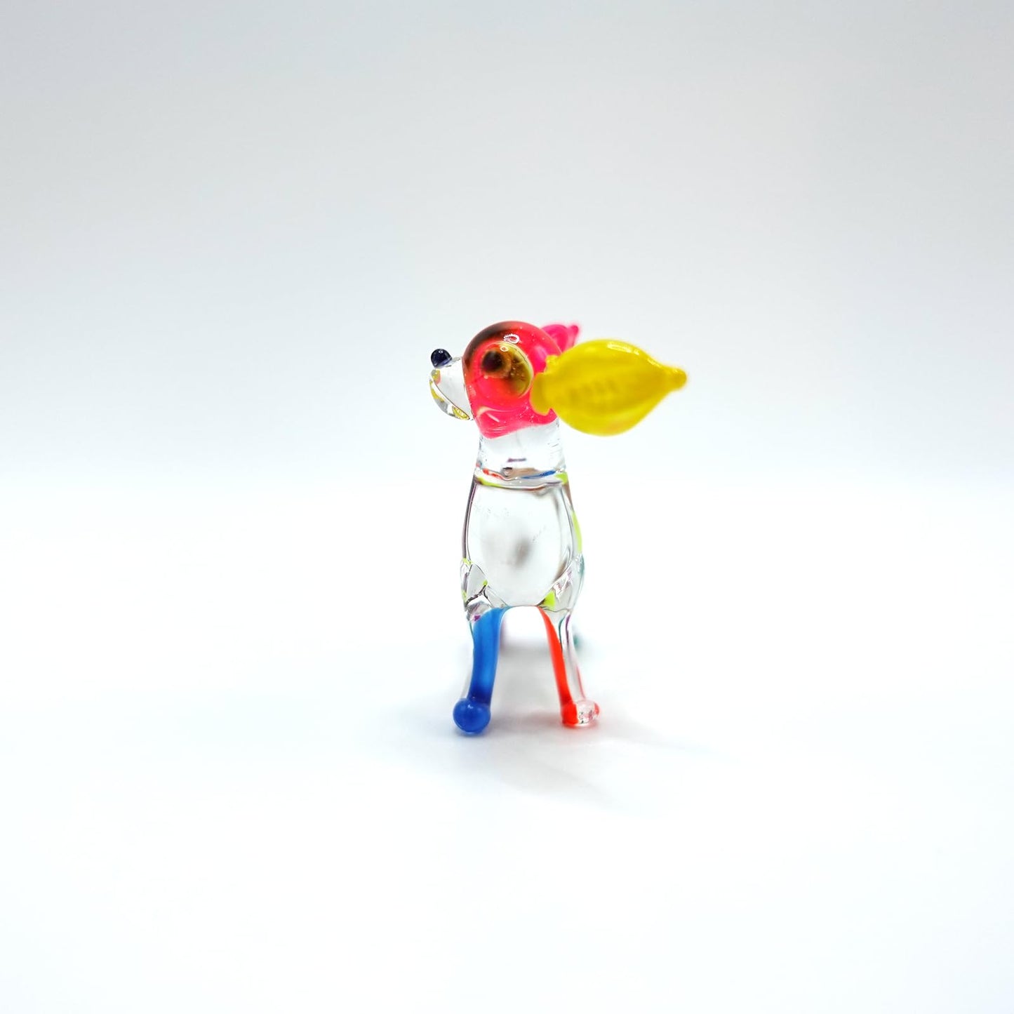 Sansukjai Chihuahua Tiny Micro Figurines Hand Blown Glass Art Animals Collectible Dog-Lover Gift Home Décor (Multicolor V1)