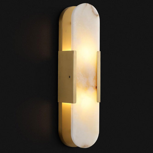 LTTKLMP 19.7" Natural Alabaster Wall Sconce Modern Brass Bedroom Bedside Marble Wall Lamp for Bathroom Indoor 7W LED Mirror Wall Light Vanity Light Fixtures Perfect for Hallway Living Room 3000K