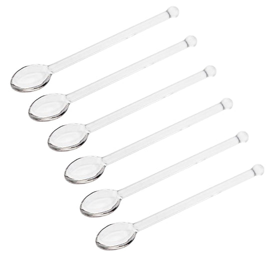 6 Pcs Clear Glass Spoons,Glass Stirring Teaspoons Coffee Spoon Rod Mixing Spoon Tea Stirrers for Home or Party,13mm/5.1inch