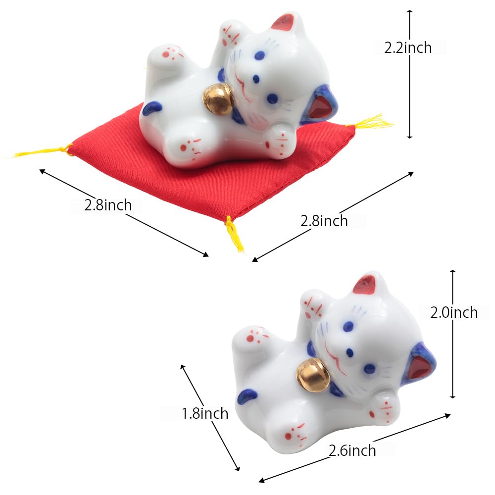 Maneki Neko Reclining Lucky Cat Figurine – Japanese Home Decor S950-Z-US