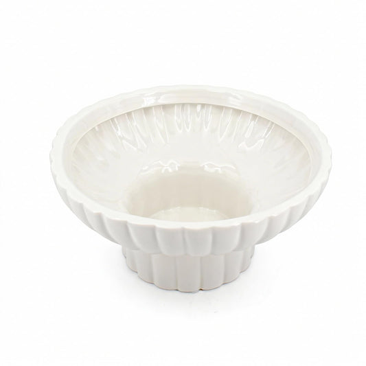 ABSTDEAL Handmade Glossy Ceramic Decorative Footed Bowl, 8 Inch Small Modern Pedestal Bowl,Fluted Decorative Bowl for Coffee Table,Key Bowl for Entryway Table,Ceramic Catch All Bowl for Home Decor