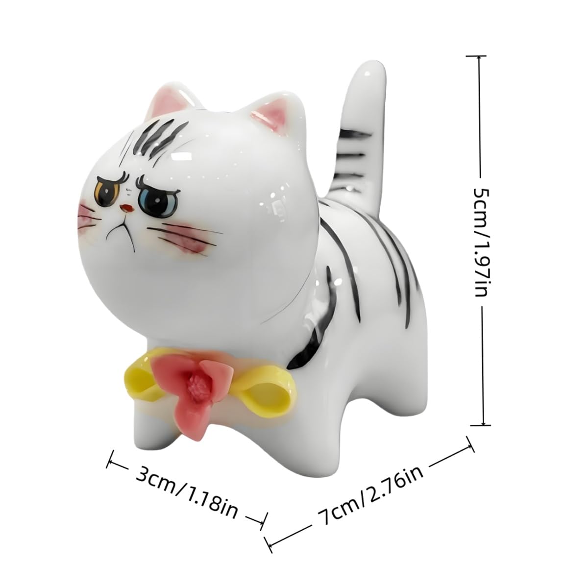 RiJinDuoJin Cute Lucky Healing Cat Themed Decorative, Handmade Ceramic Cat Figurine for Cat Lovers, Ideal for Desk, Bookshelf, Nightstand & Home Decor, for Mother’s Day, Easter, Birthday, Men & Women