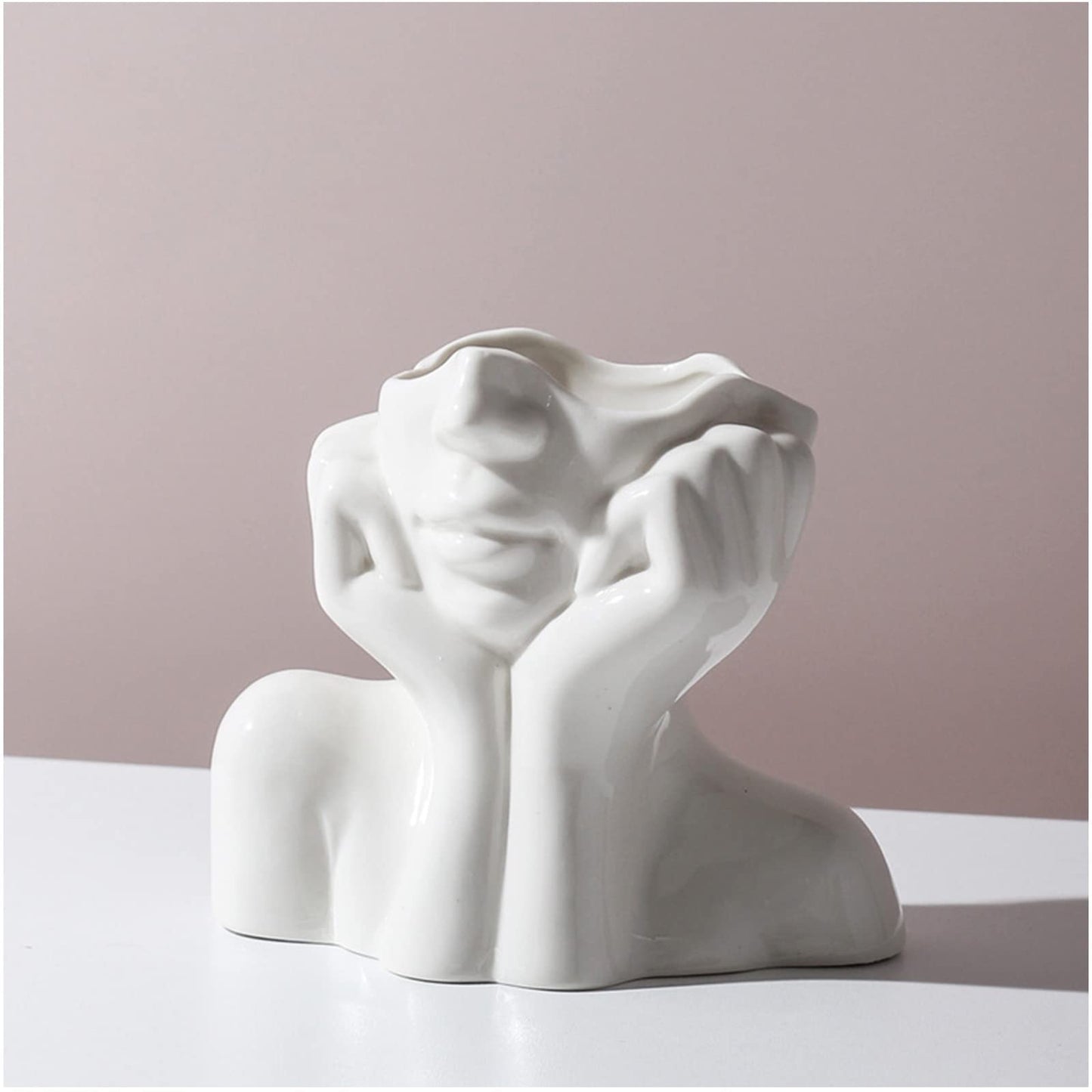 White Face Vase Unique Ceramic Vase for Room,Office,Home Decor