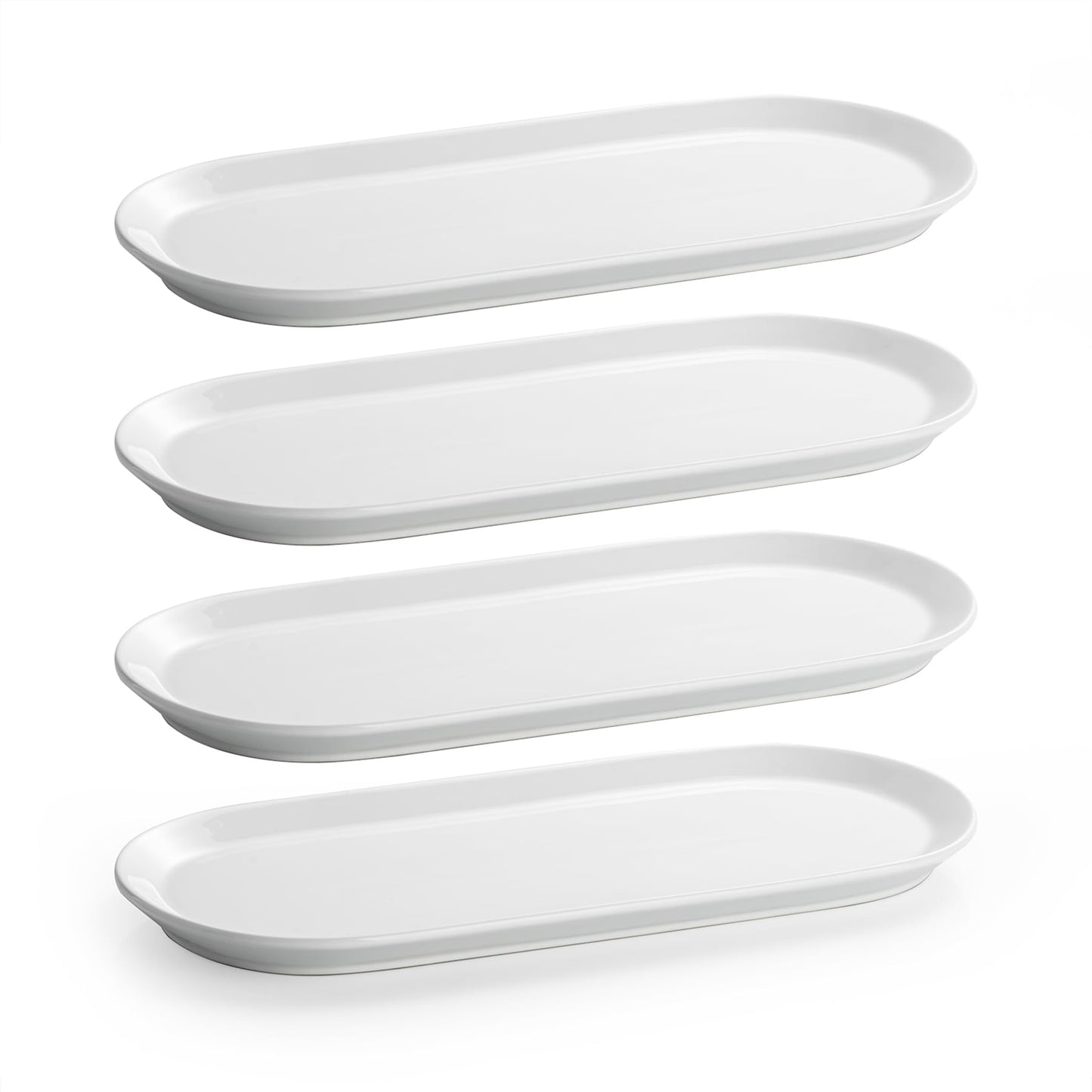 Gacoree Ceramic Oval Serving Platters Set of 4, 13 Inch White Porcelain Serving Trays for Appetizers, Sushi, Charcuterie, Desserts & Side Dishes, Microwave Dishwasher Oven Safe