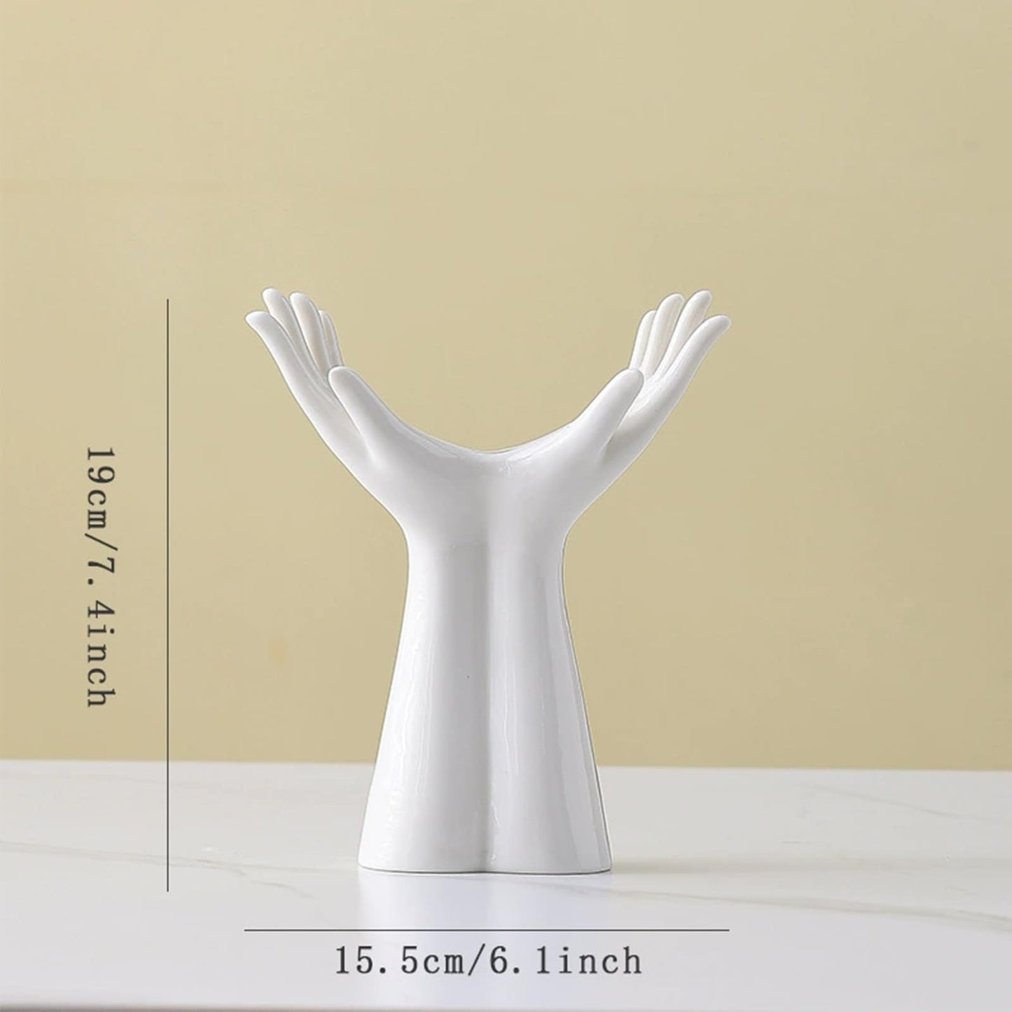 Romehaha Ceramic Hand Vase - Medium Sized Flower Vase for Shelves, Tables & Mantels - Elegant Hand Sculpture for Entryway, Living Room & Bookshelf Decor (Medium)