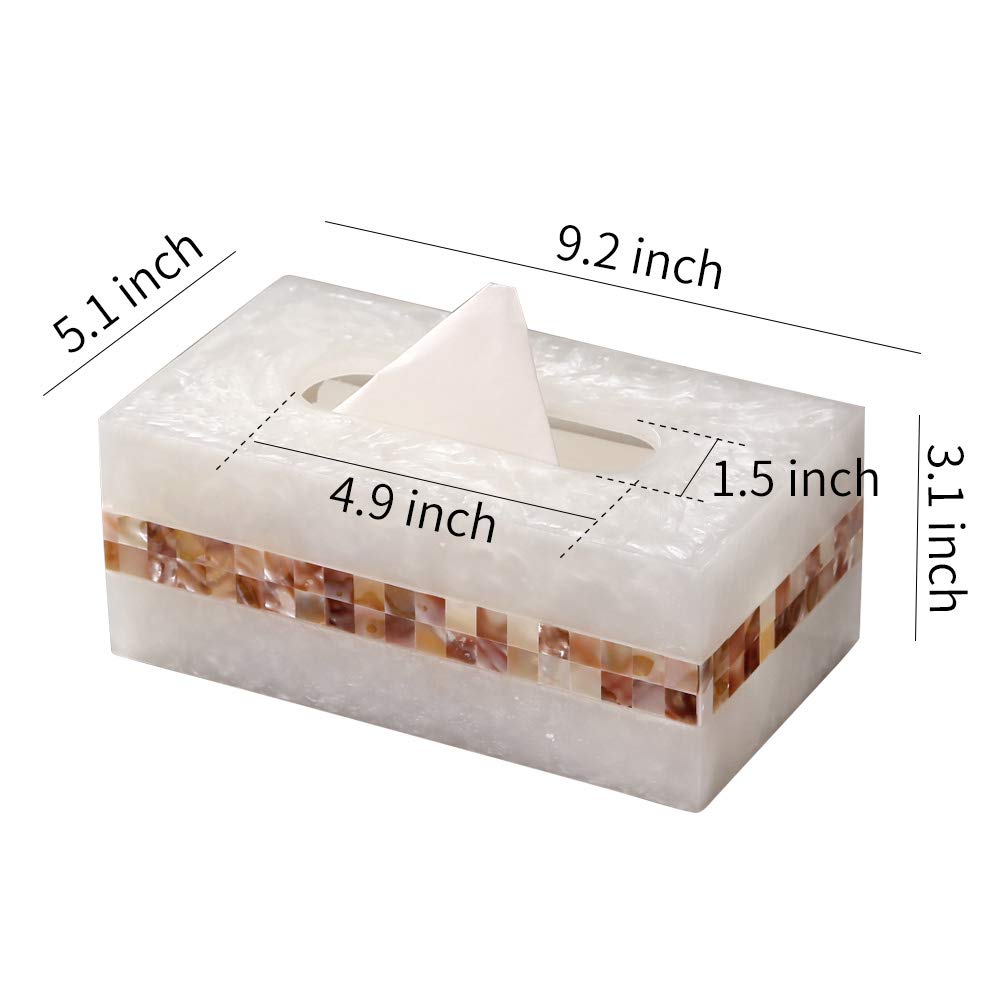 Luxury Tissue Box Cover, Tissue Box Holder,Tissue Holder for Bathroom,Marble Tissue Box Decorative,Set-Rectangular Hand-Polished with Gold Mother-of-Pearl Shells，Villa Gift, Bathroom Accessory Set