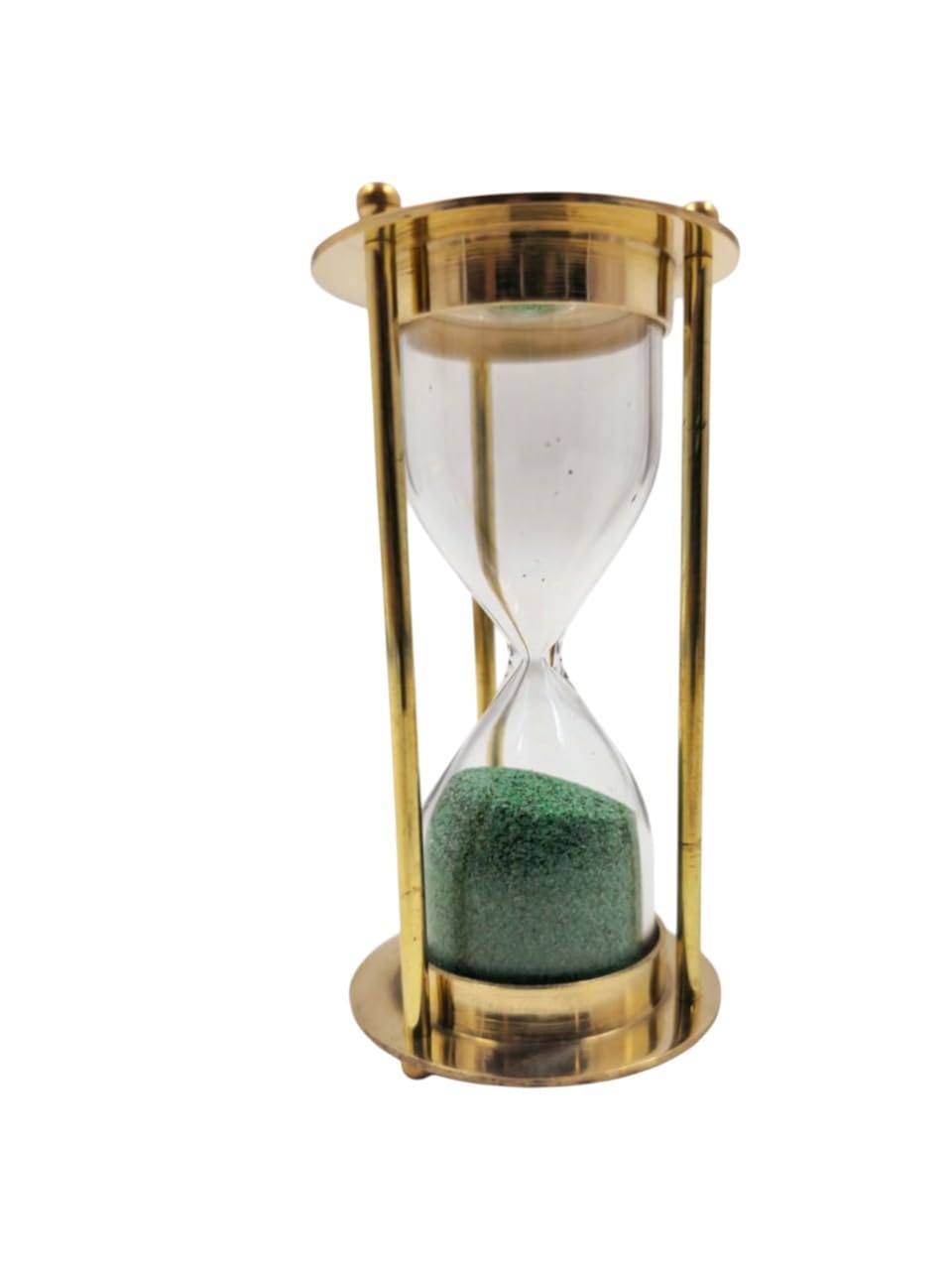 Brass Sand Timer with Green Sand – 1 Minute (60 Seconds) | Polished Brass Finish | 4” Mini Hourglass by DE CRAFTIVE