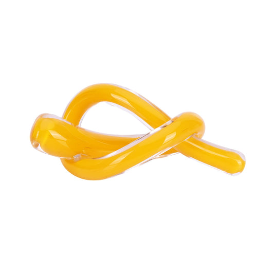 Hand Blown Glass Knot Sculpture - Multi-Color Decorative Knot Object for Home Decor Accents for Living Room, Bedroom, Office Desktop, Cabinets (Yellow)