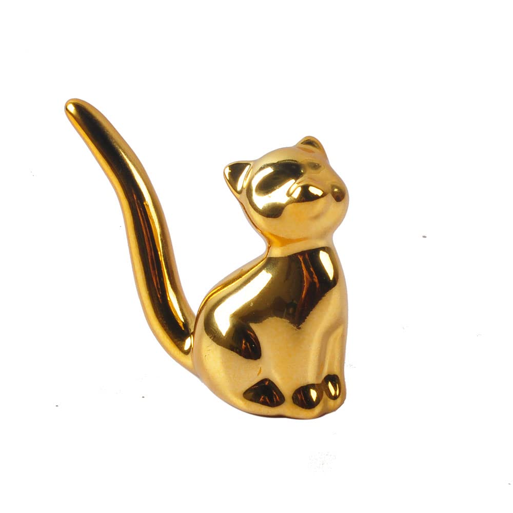 NWFashion Golden Small Animal Statues Home Decor Modern Style Gold Decorative Ornaments (Upward Cat)