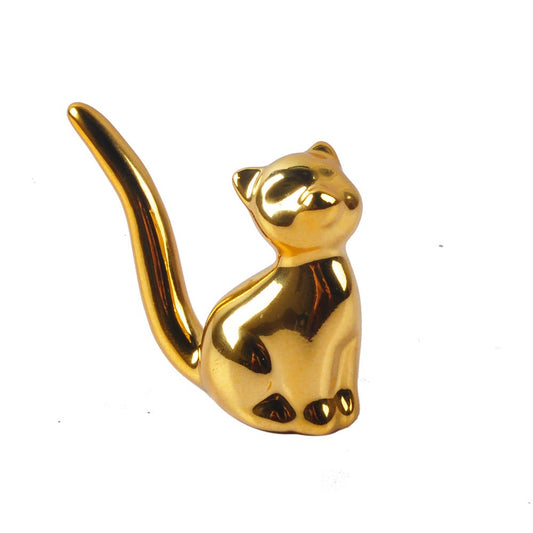 NWFashion Golden Small Animal Statues Home Decor Modern Style Gold Decorative Ornaments (Upward Cat)