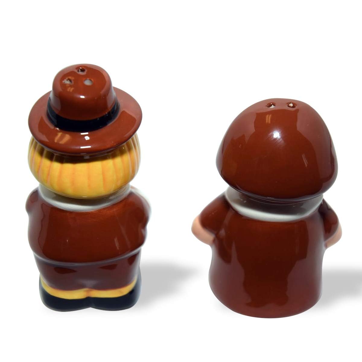 Holiday Salt and Pepper Shakers, Pilgrim Couple Holiday Ceramic Set, Holiday Decor, Barclay’s Buys