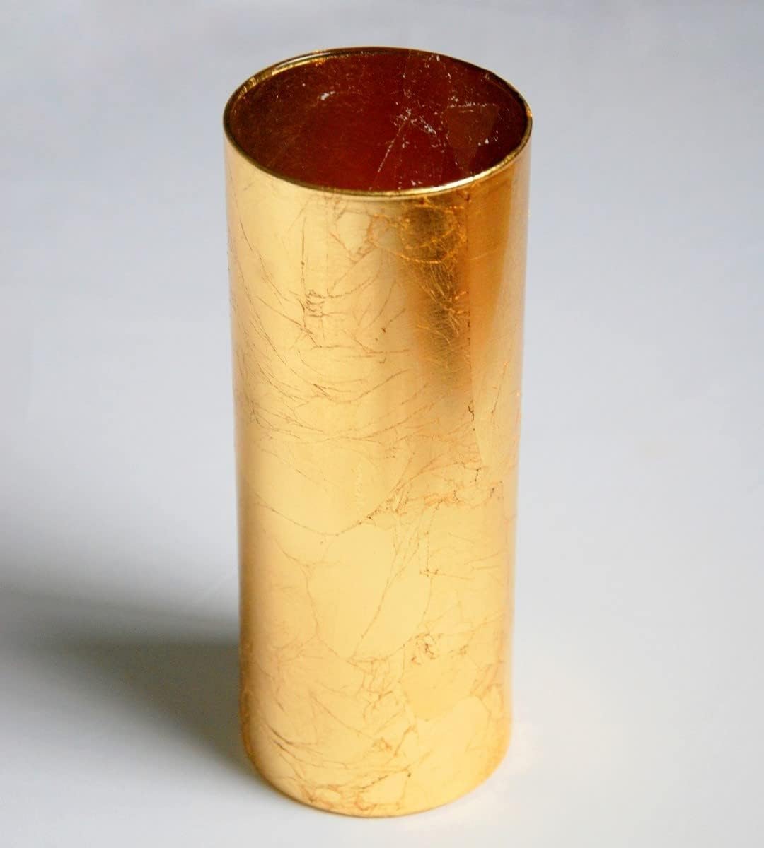 Gilt Gold 10" Glass Cylinder Vase