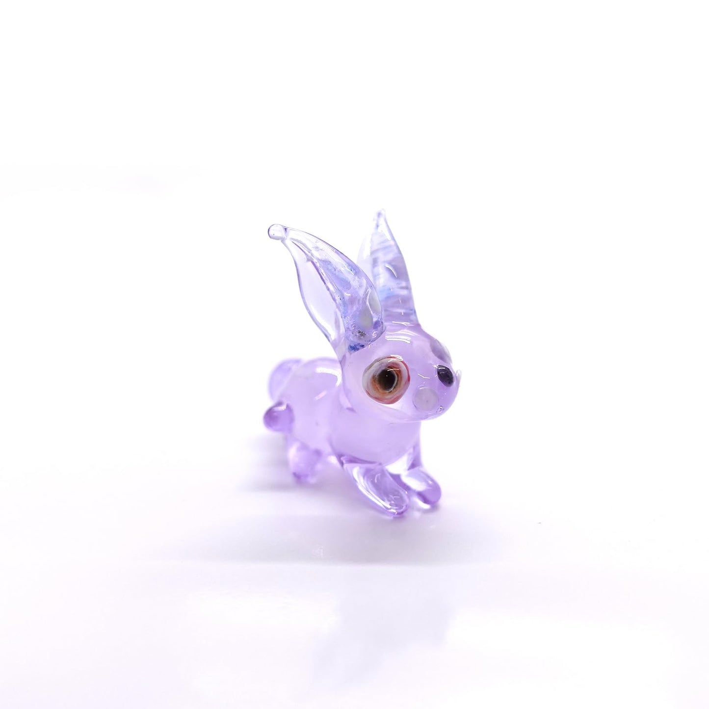 Sansukjai Rabbit Tiny Micro Figurines Hand Blown Glass Art Animals Collectible Gift Home Décor (Purple)