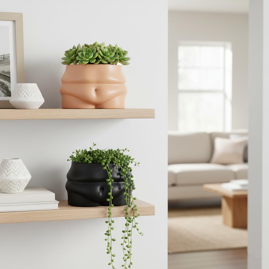 Misijuer Ceramic Plant Pot with Draniage Hole & Rubber Plugs