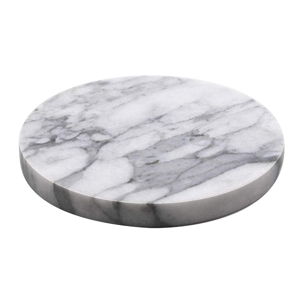 Circular Marble Stone Decorative Tray for Counter, Vanity, Dresser, Nightstand or Desk, Diameter 5-1/2 Inches