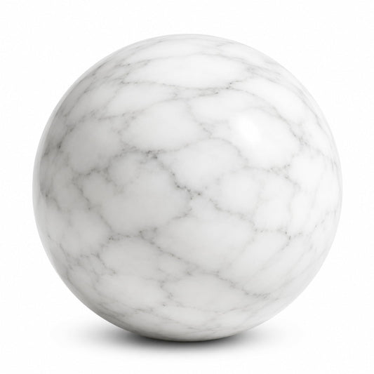 SIRIZEN-DIVING White Marble Decorative Sphere, 12cm Natural Stone Orb