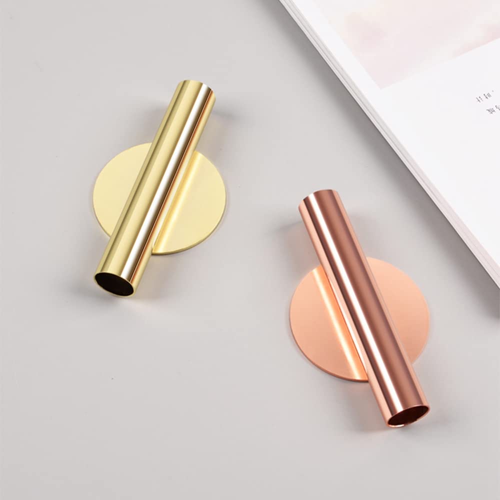 2 pcs Wall Flower Vase Tube Metal Flower Vase, Wall-Mounted Flower Tube for Flower Display,Modern Dried Flower Holder Wall Decoration for Porch Home Office Included Adhesive Material (Gold-Love)
