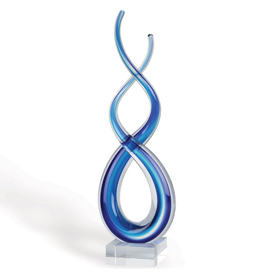 Badash Touch of the Blues Murano-Style Art Glass Sculpture, 18 Inch