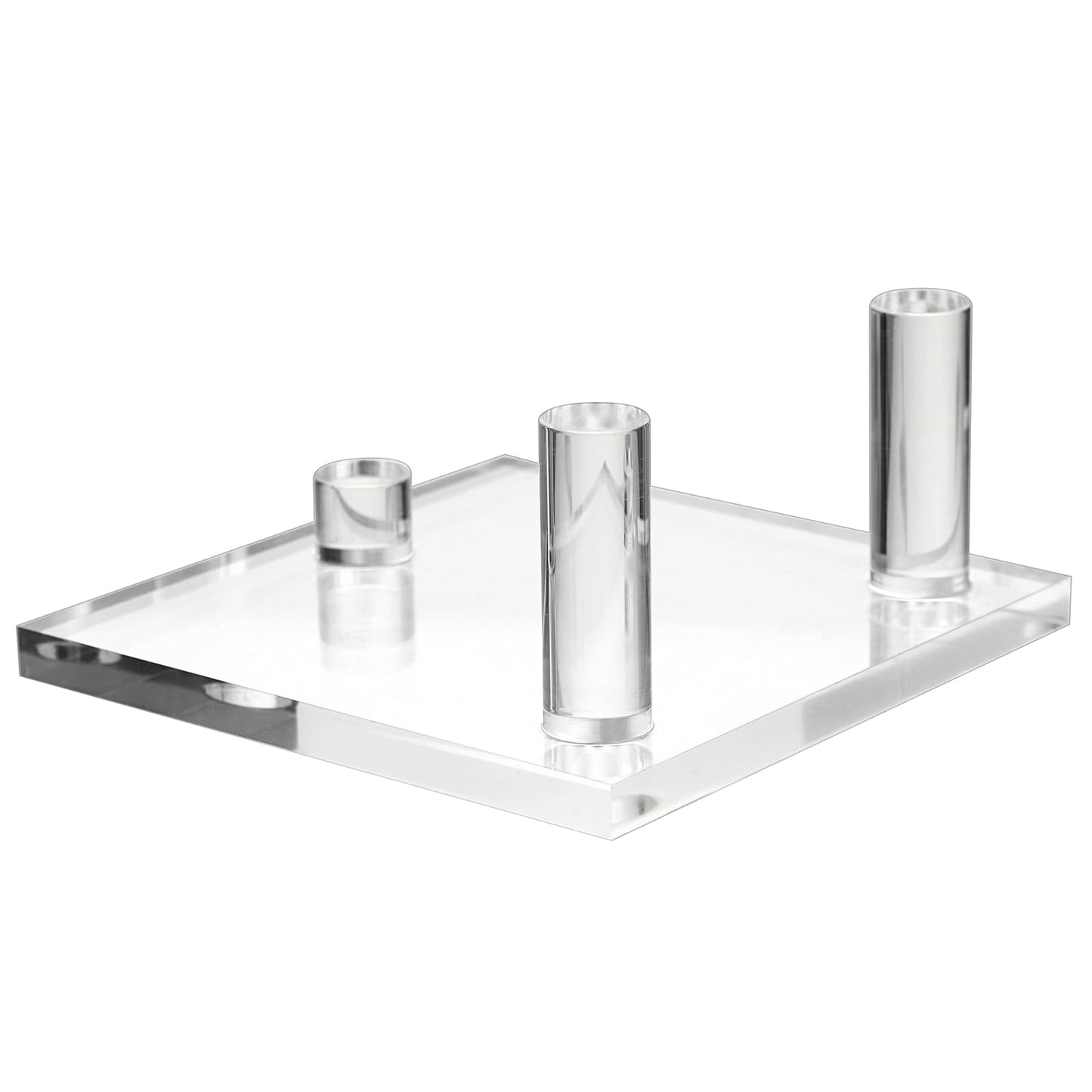 Hipiwe 8 Pack Clear Easel Stand Three Peg Rock Holder Acrylic Display Stand with Square Base Three Peg Rock Display Holder for Geodes Mineral Agate Small Collectibles, 4.3 x 4.3 Inch