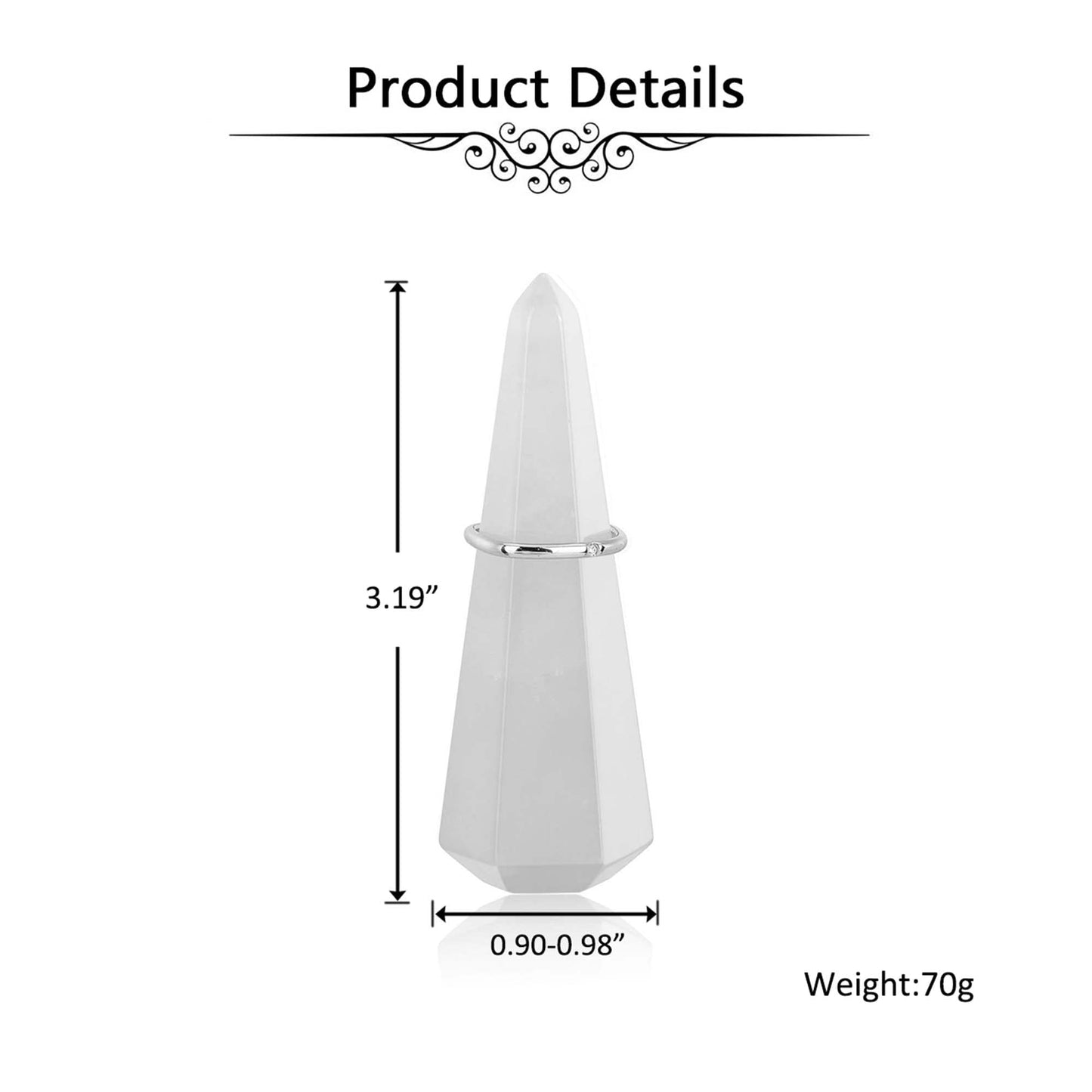 Jovivi Natural Rose Quartz Crystal Stone Jewelry Display Holder - Hexagon Prism Shaped Decorative Wedding Ring Stand