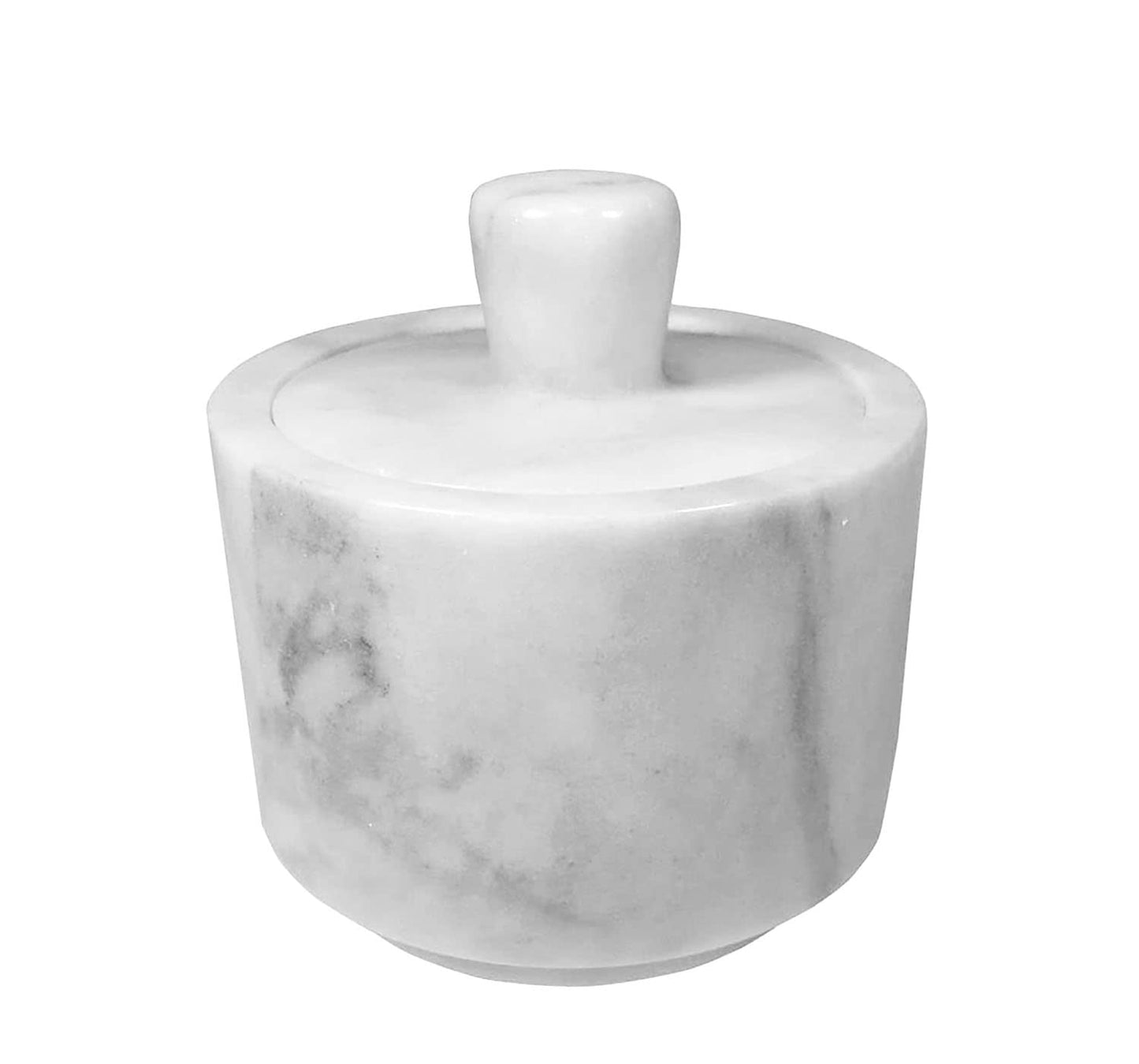 Yepmlrt Marble Salt Cellar with Lid, Salt Holder Storage Container for Counter（ White）