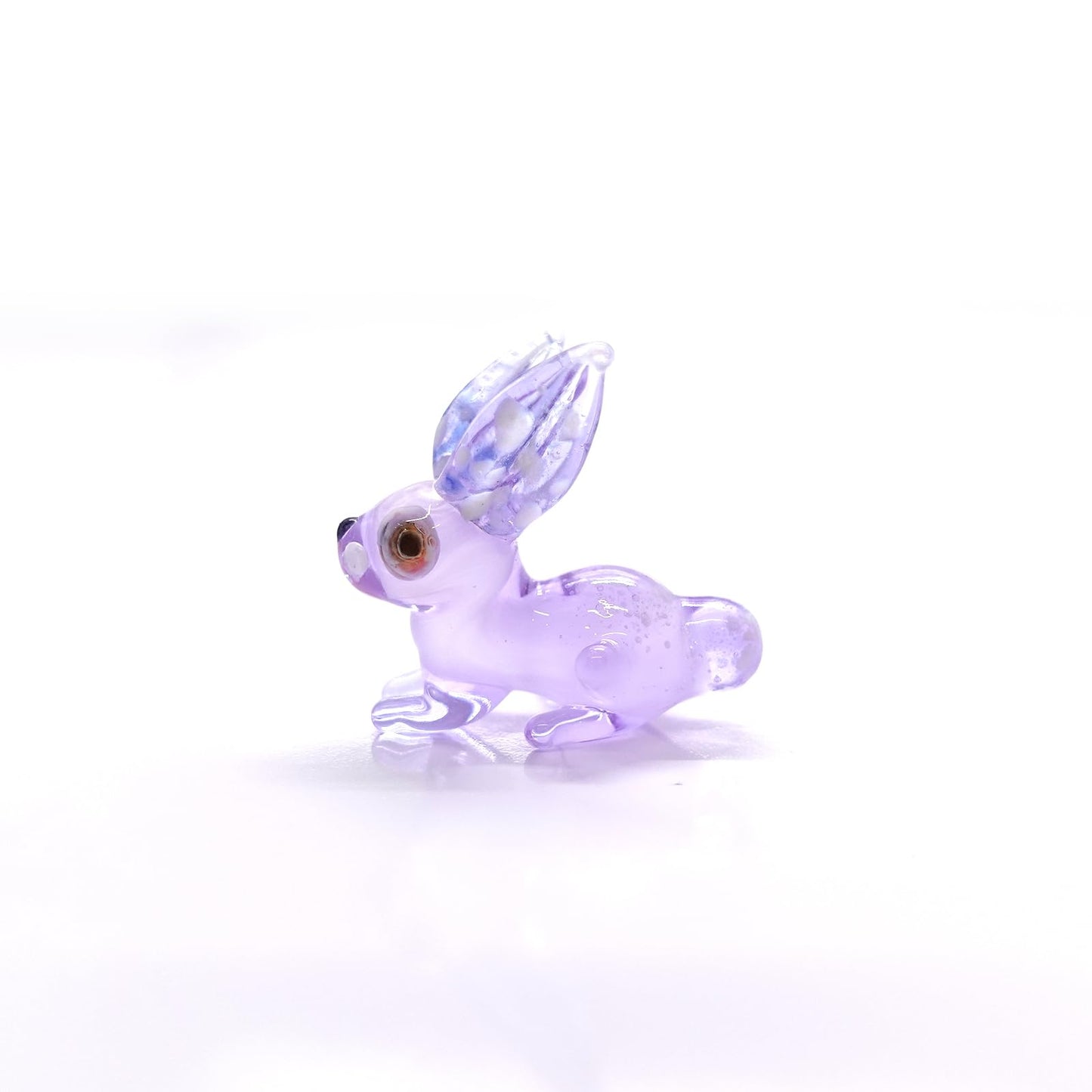 Sansukjai Rabbit Tiny Micro Figurines Hand Blown Glass Art Animals Collectible Gift Home Décor (Purple)