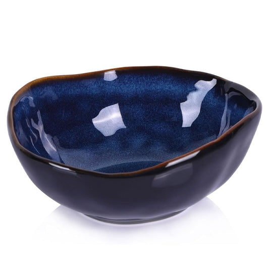 6" Blue Ceramic Decorative Bowl, Entryway Table Decor Pottery Key Bowl, Candy Dish, Salad Bowl, Blue Decor Small Jewelry Trinket Dish for Bedroom, Centerpiece, Bedside Table, Living Room Decorative
