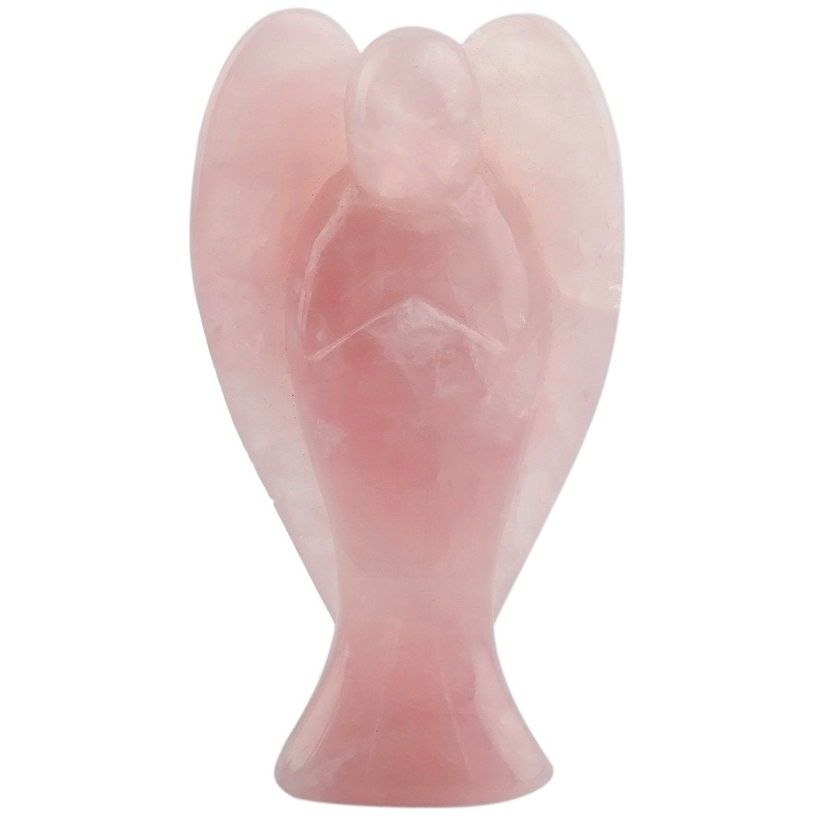 Rockcloud Healing Crystal Gemstone Carved Pocket Crystal Guardian Angel Figurines 3 inch, Rose Quartz