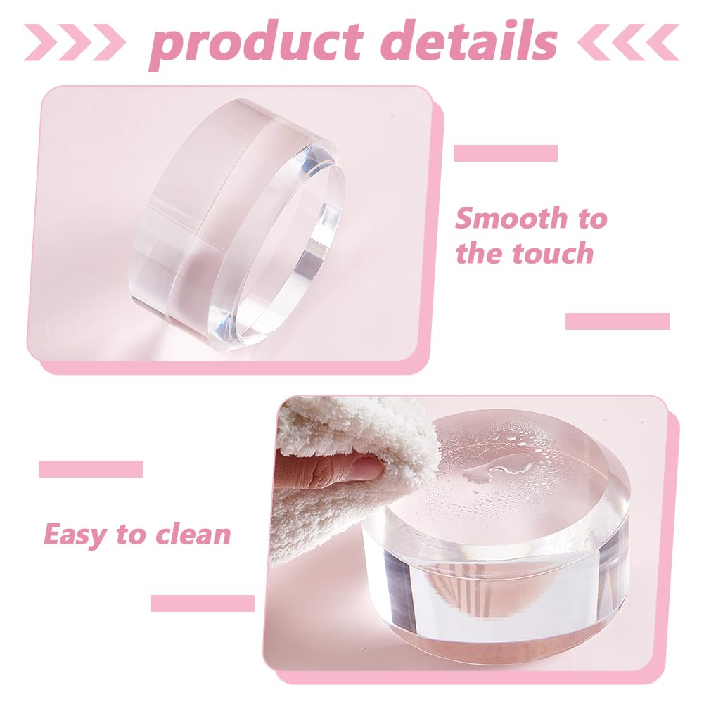 NBEADS 1.93inch Thickness Acrylic Disc Display Block, 4.02inch Clear Polished Round Pedestal Stand Riser for Jewelry Trophy Collectibles Figures Table Showing