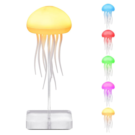 BomKra Jellyfish Lamp, Voice Control Jellyfish Lamp with Dancing Legs, RGB Gradient Jellyfish Bedside Lamp, Rechargeable Jellyfish Table Lamp with Touch Sensor, Christmas Gifts (Hanging + Base)
