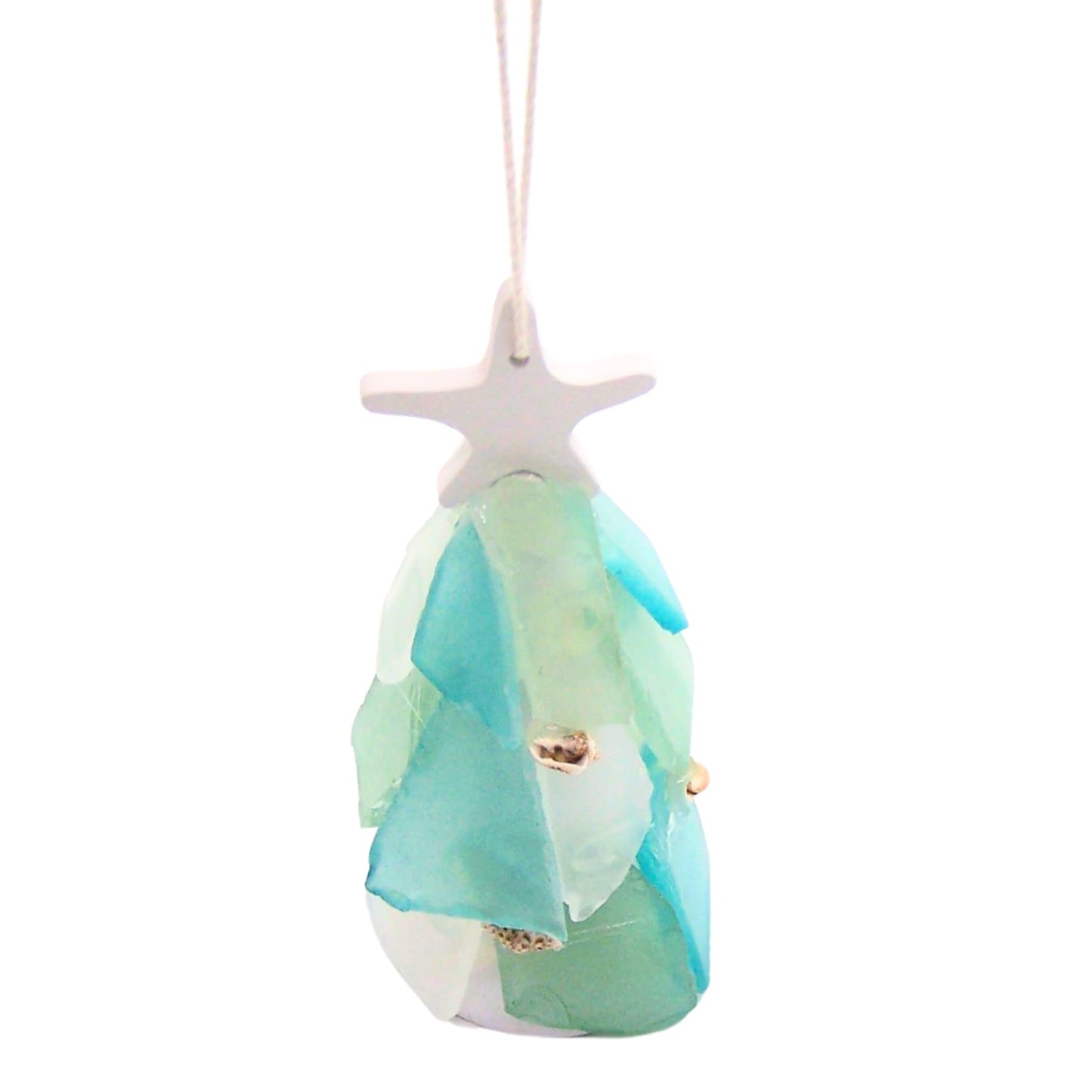 Sea Glass Christmas Tree Ornament, Holiday Decoration, Nautical Theme, 4.75 Inches