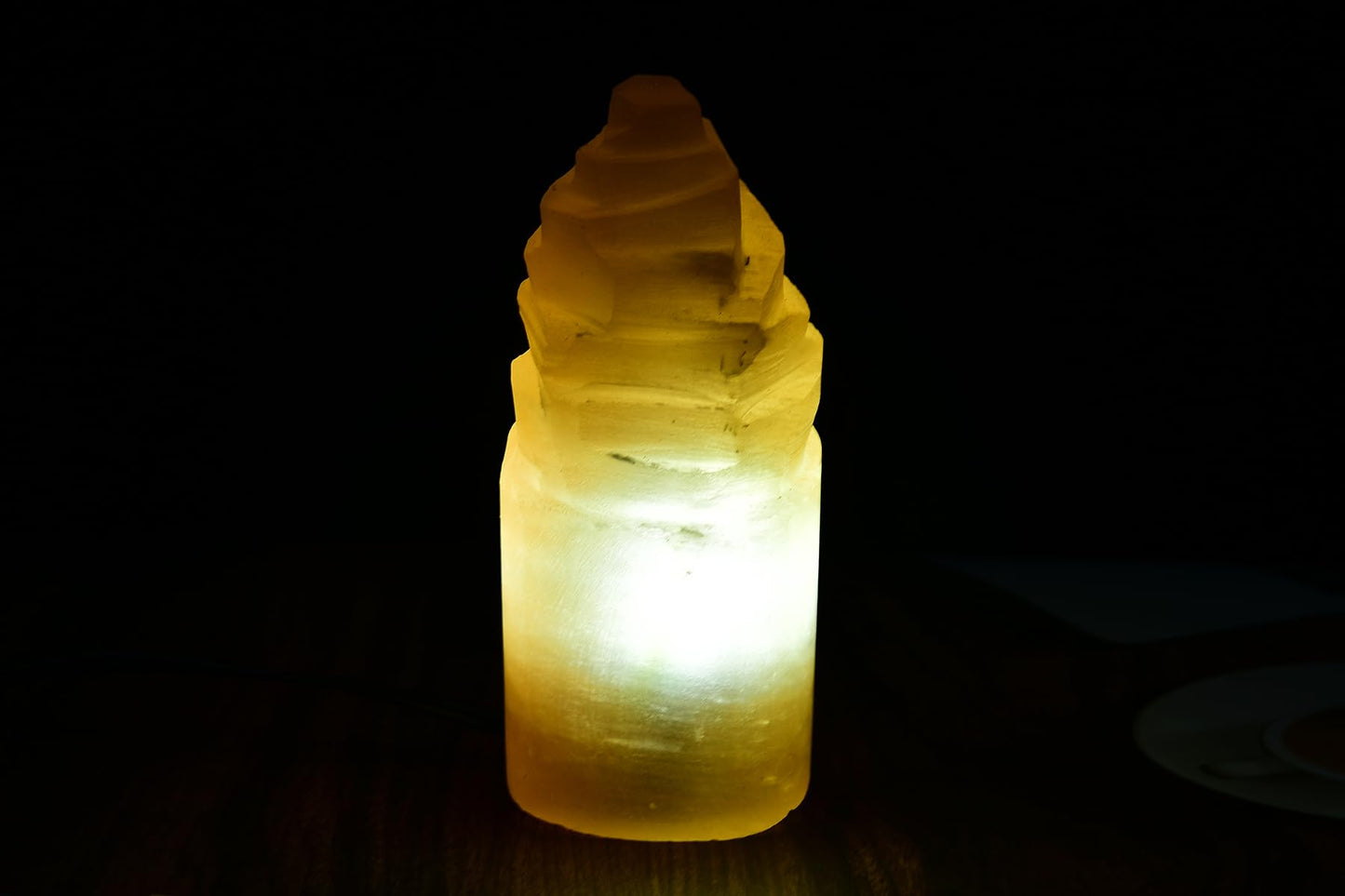 AMOYSTONE Orange Selenite Lamps Tower 8" Gemstones Crystals Night Light Table Decor, 3-4 lbs with Cord Led Bulb