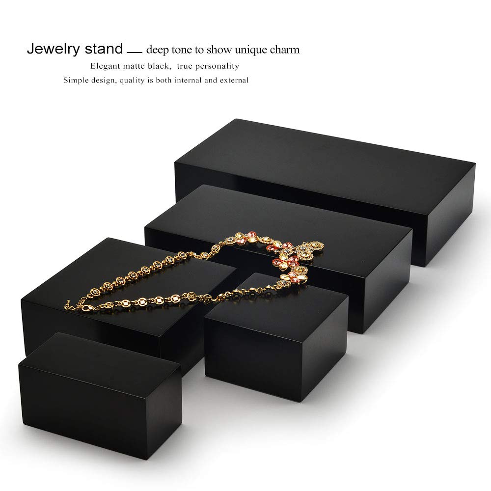 Oirlv Solid Wood Minimalism Style Jewelry Display Stand Showcase Jewelry Organizer Black Square Holder (SM05302)