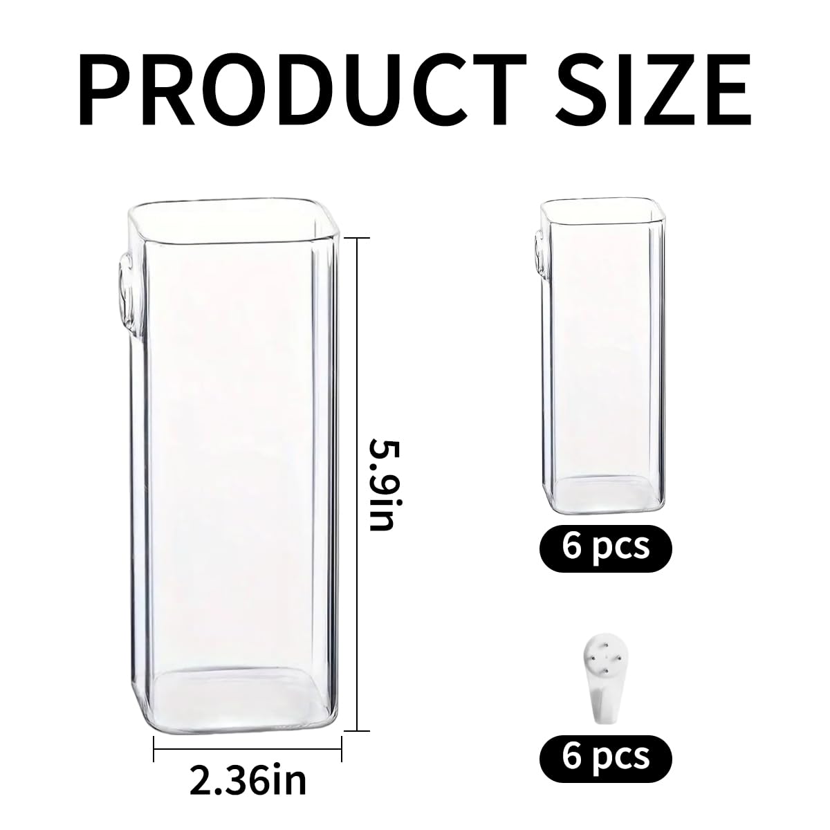 Aulufft 6 Pcs Glass Wall Mounted Planters, Hanging Glass Tubes Flower Vase, Wall Vase for Plants Indoor, Propagation Wall Planter Container for Hydroponics Plants, Garden Wedding Decor