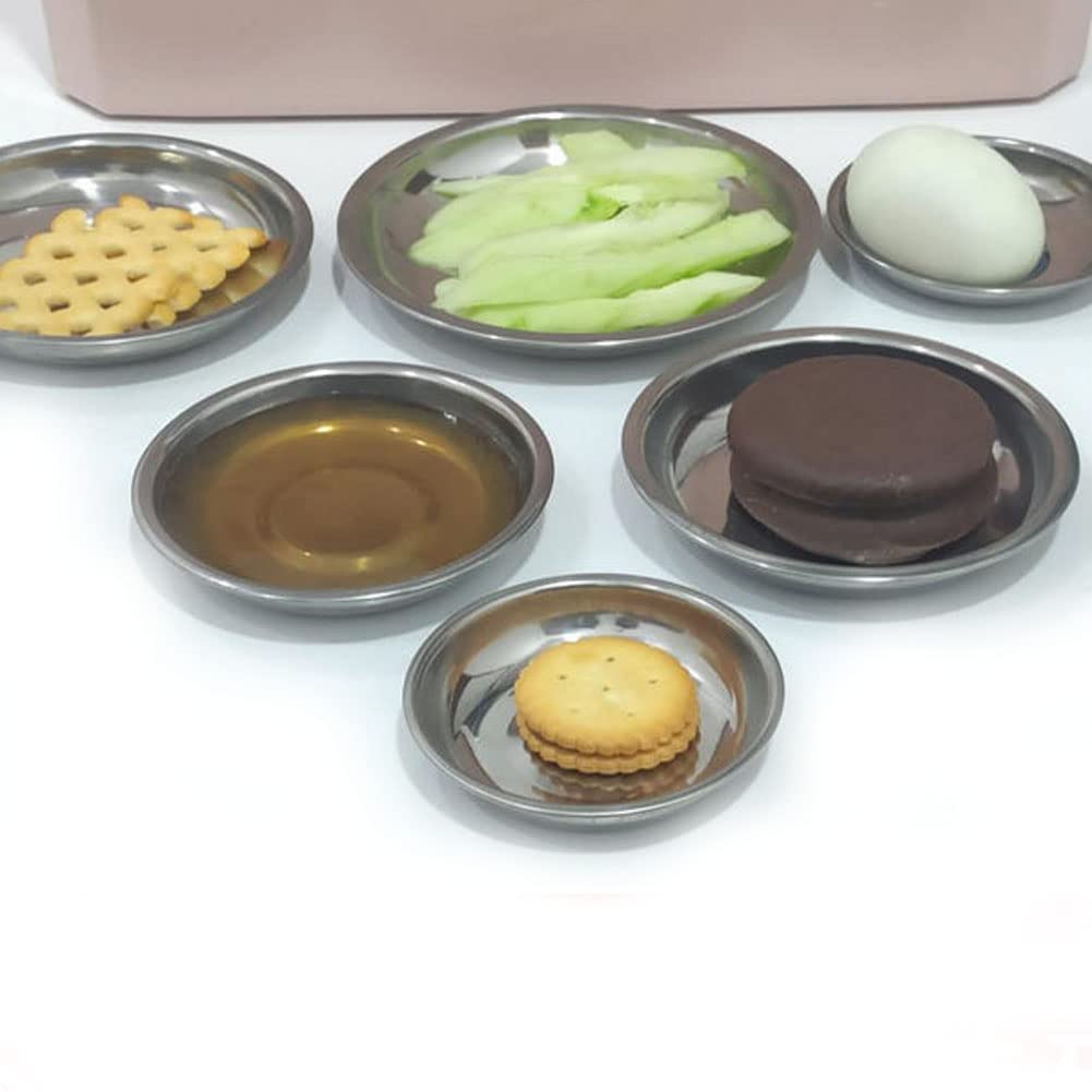esowemsn 10PCS Stainless Steel Sauce Dishes Mini Appetizer Serving Plates 3inch Round Seasoning Dishes Sushi Dipping Bowl for Home Kitchen Restaurant
