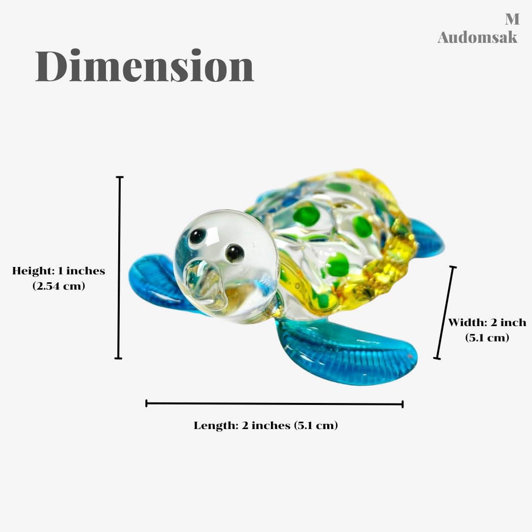 Hand Blown Art Glass, Sea Turtle Animal Figurine – Decorative Home Décor Collectible, Display Only, Unique Decorative Gift,Turtle Art Glass Blown. (N0053)