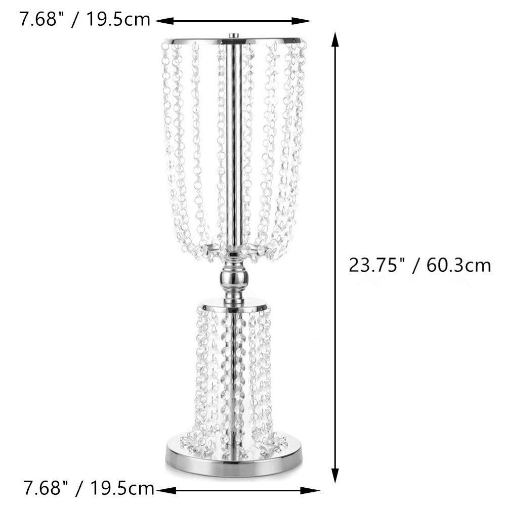 2 Pcs 23.75 inches Tall Crystal Metal Vase Flower Stand Holders Wedding Centerpiece Chandelier for Reception Tables Wedding Supplies