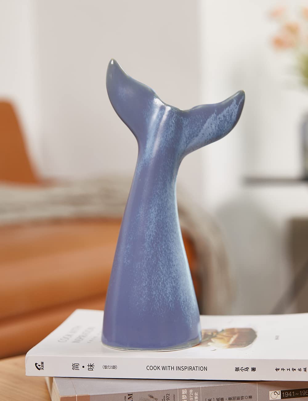 SEINHIJO Ceramic Flower Vase Modern Decor Sculpture Ocean Figurine Statue Table Centerpiece Art for Home Office Gift 11 Inch